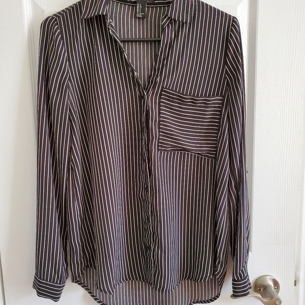 F21 black and white striped blouse